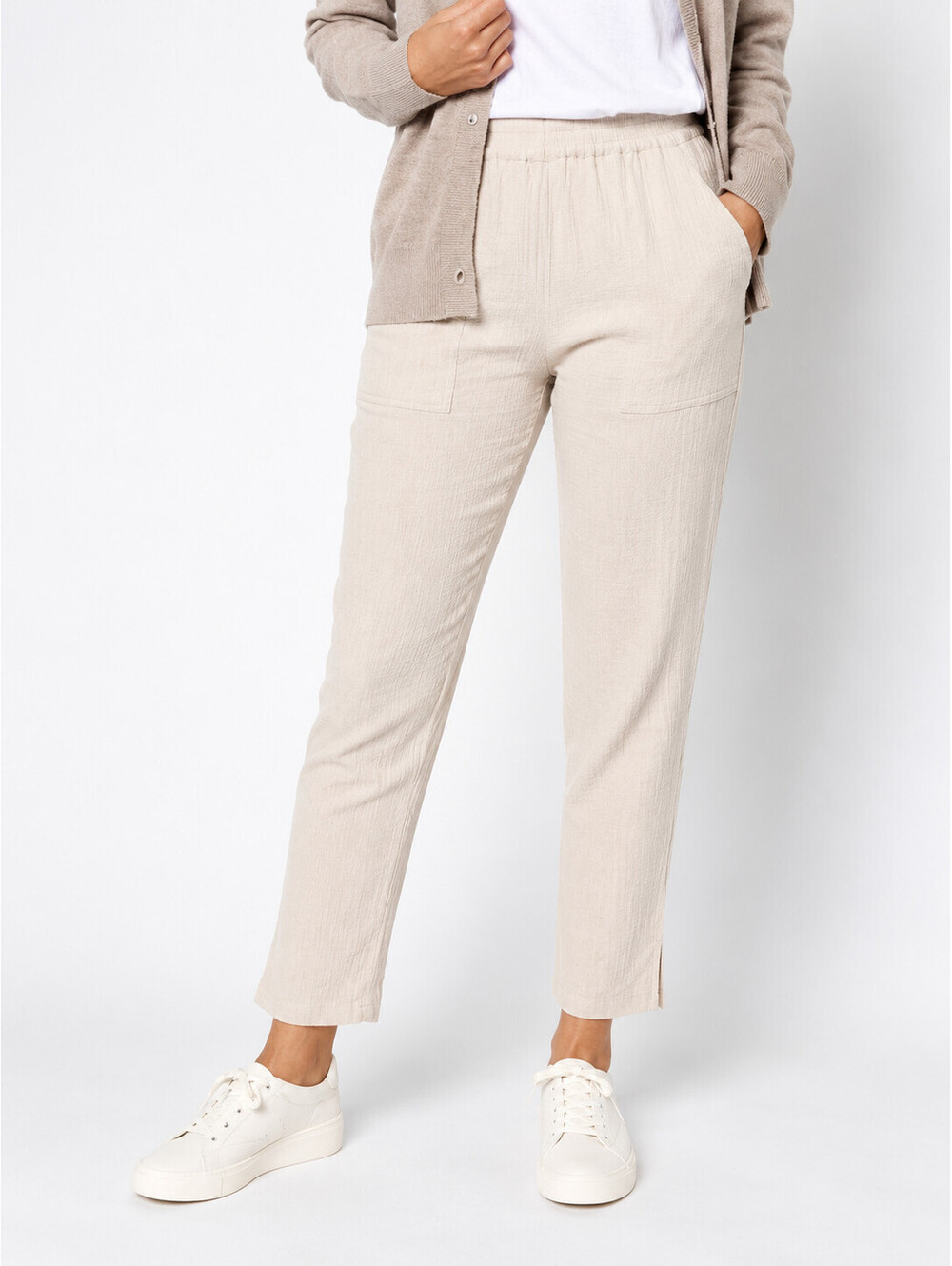 Barefoot Dreams Malibu Collection Sun Soaked Cropped Pants Sandstone, Size 1X